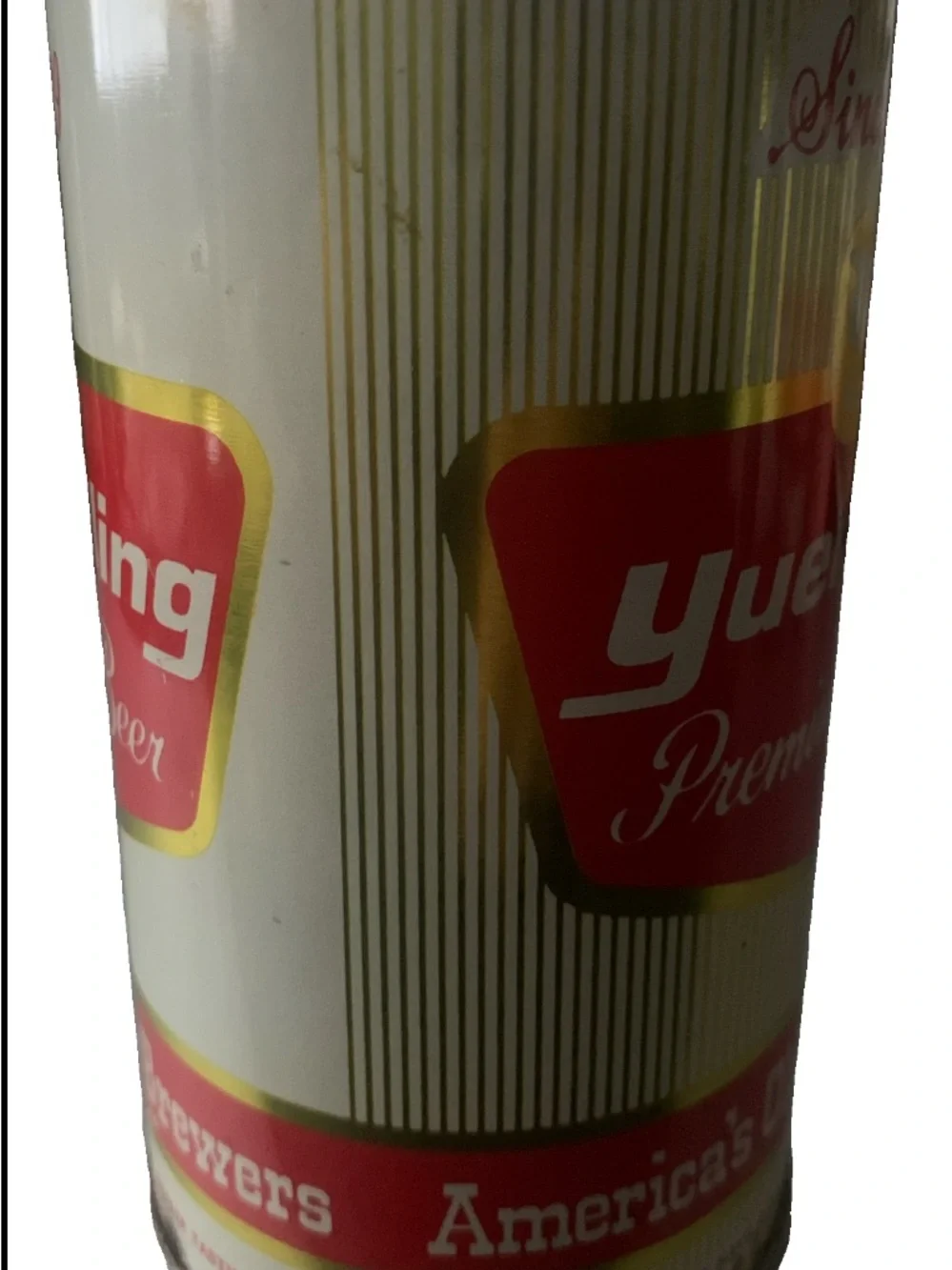 Vintage Beer Can Yuengling Premium Beer Gold Stripe Pull Tab Empty Steel Can